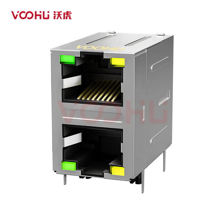 SYT21Q042AB2A4D068  90°  2*1  Tab-Up/Down 100/1000BASE LED G/Y DIP RJ45