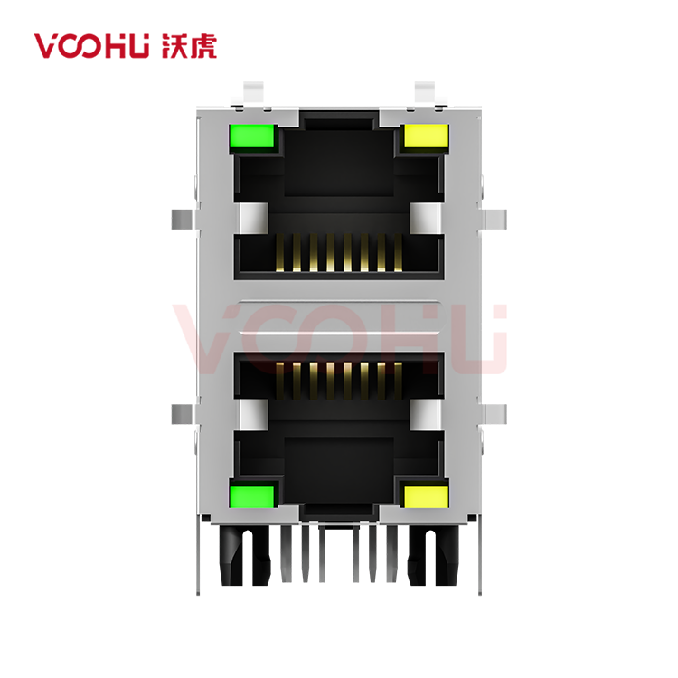 SYT21Q066DB2A4D068  90&deg;  2*1  Tab-Up/Down 100/1000BASE LED G/Y DIP RJ45