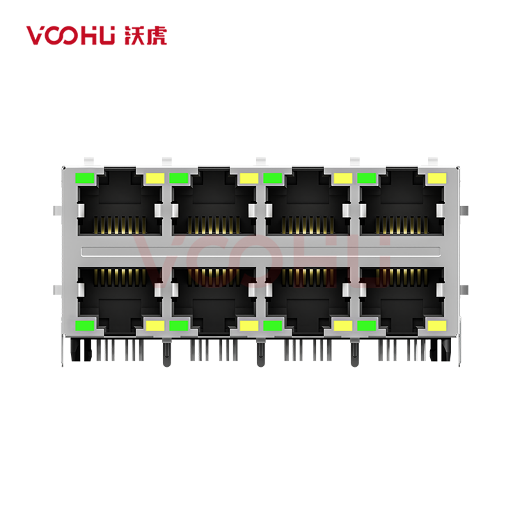 SYT24Q042AB2A2D057  90&deg;  2*4  Tab-Up/Down 100/1000BASE LED G/Y DIP RJ45