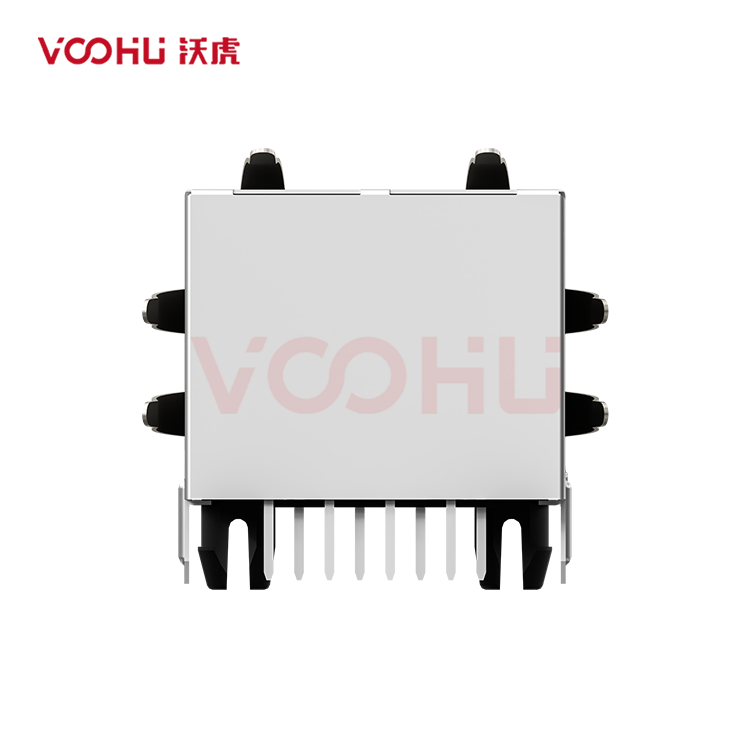 SYT211Q028FE3A4D  90&deg;  1*1  Tab Up 100/1000BASE LED G/GY DIP RJ45