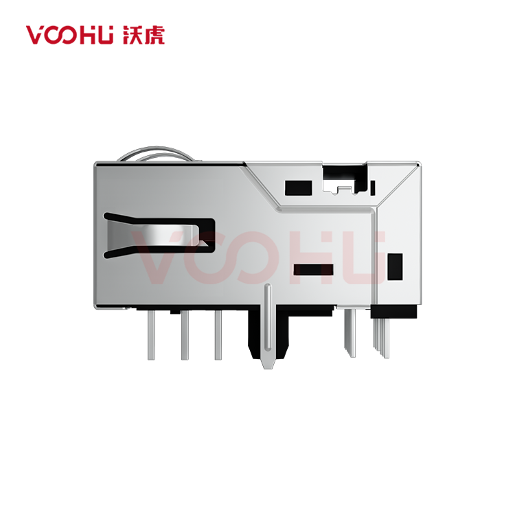 SYT1611Q008FA1A10DB057  90&deg;  1*1 Tab-Down 100/1000BASE LED Y/G DIP RJ45(Low Profile)
