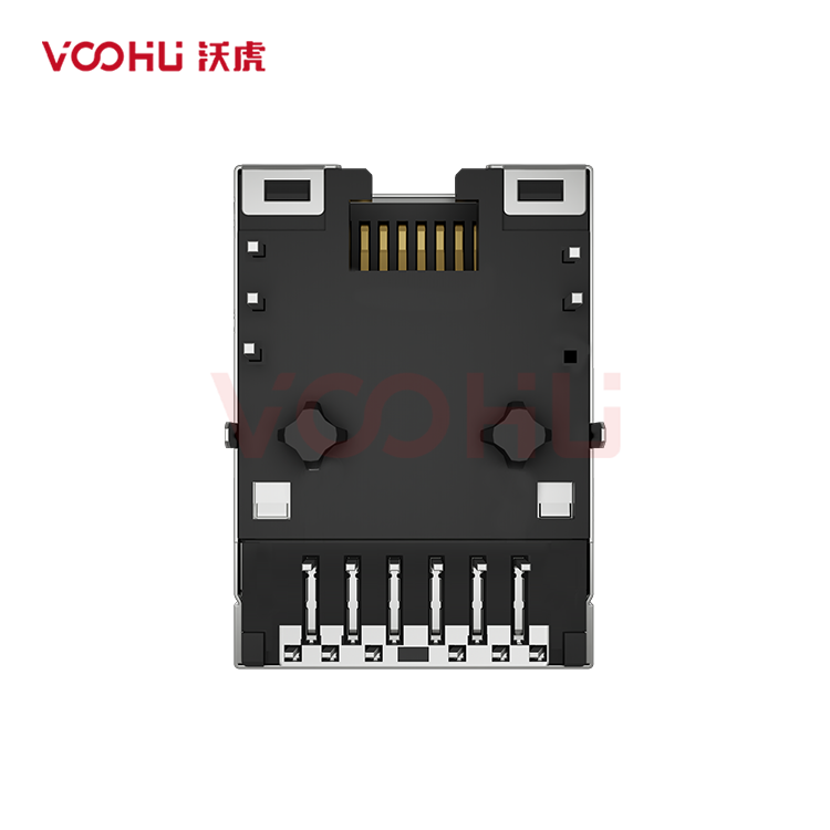SYT1611Q002GWA2D057  90&deg;  1*1 Tab-Down 100/1000BASE DIP RJ45 (Low Profile)