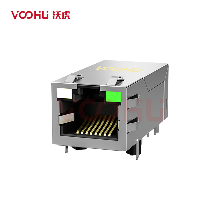 SYT411Q199DJ3A1DP  90°  1*1  Tab Up 100/1000BASE POE 720mA LED GY/G DIP RJ45