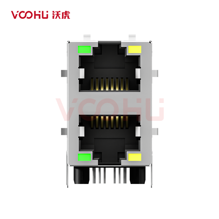 SYT21B002DB2A5D068  90&deg;  2*1  Tab-Up/Down 10/100BASE LED G/Y DIP RJ45