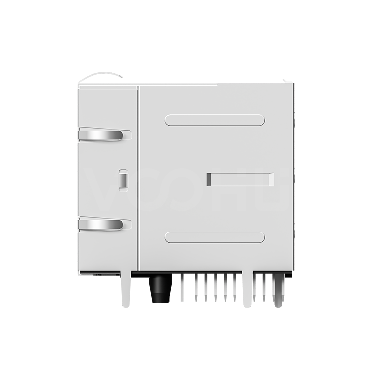 SYT21Q042DF3A5D068  90&deg;  2*1  Tab-Up/Down 100/1000BASE LED GY/G DIP RJ45