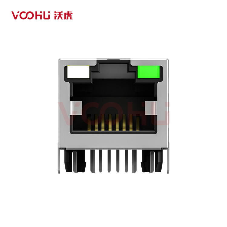 SYT311Q070AJ3A4DN  90&deg;  1*1  Tab Up 100/1000BASE  LED GY/G  DIP RJ45