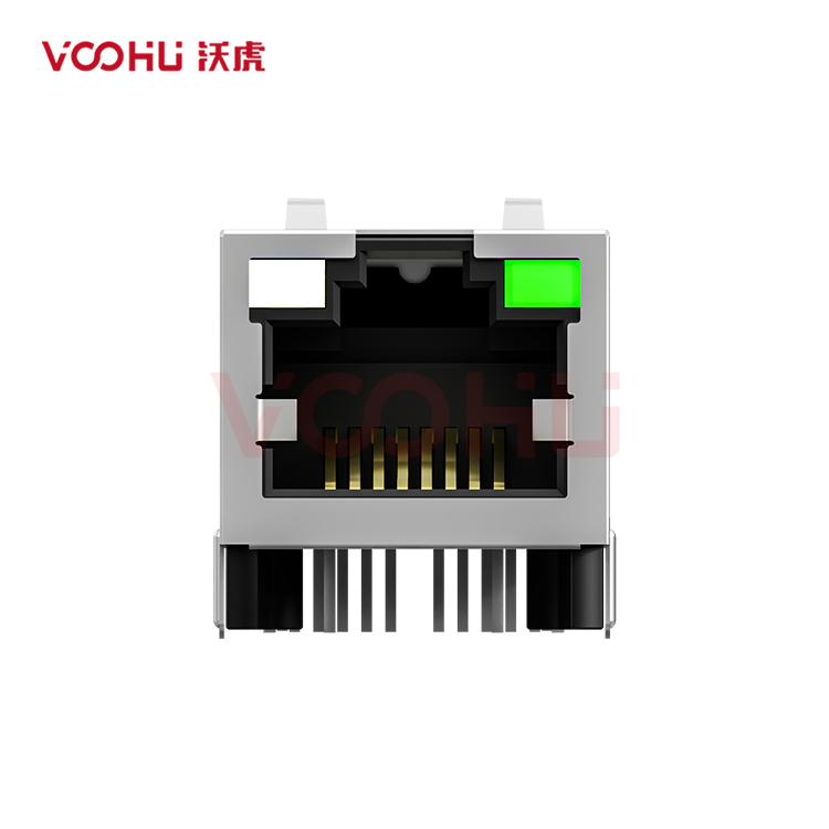 SYT411Q199DF3A1DPDBB 90&deg;  1*1  Tab Up 100/1000BASE POE 720mA LED GY/G DIP RJ45