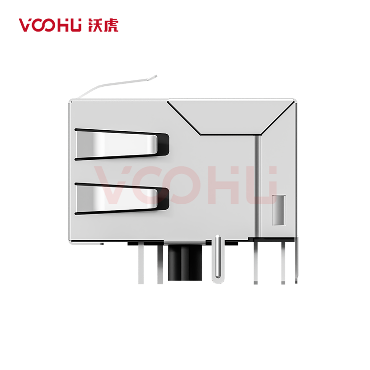 SYT112B002DB2A1D3MZB  90&deg; side insertion  1*2  Tab DOWN G/Y 10/100M  DIP RJ45