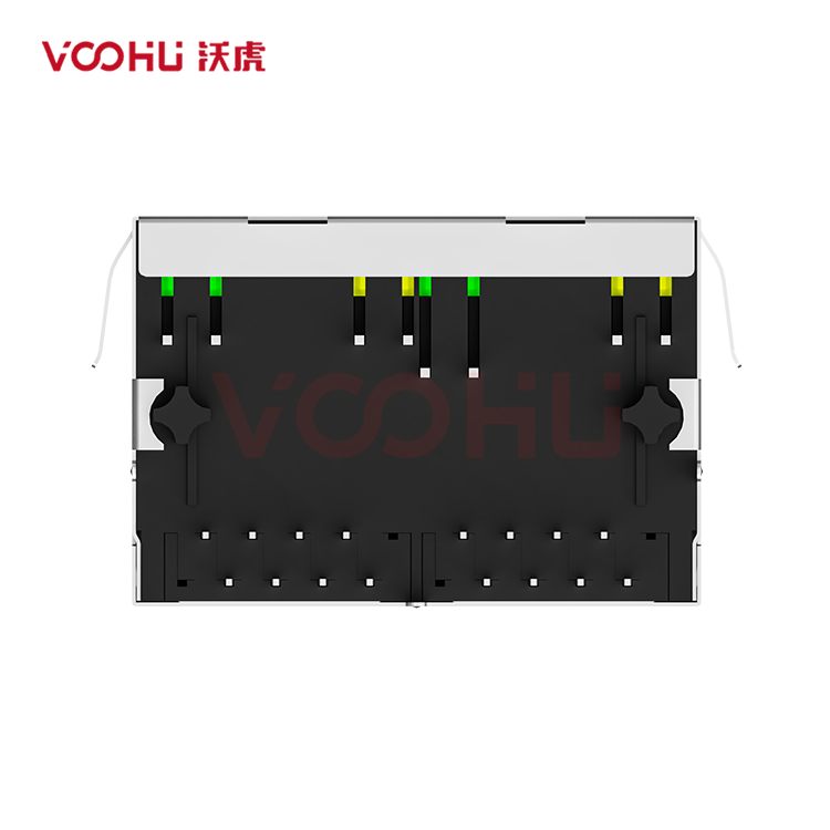 SYT112B002DB2A1D3MZB  90&deg; side insertion  1*2  Tab DOWN G/Y 10/100M  DIP RJ45