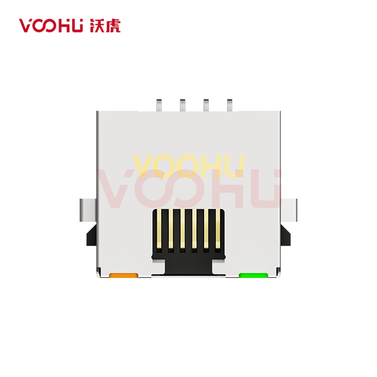 SYTDCB431188AB7WA6DB1075  90&deg; side insertion 1*1 Tab Up DIP LED O/G RJ45 Offset Connector