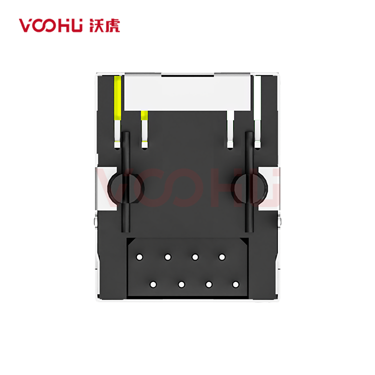 SYT111Q106BH14A1DBY4  90&deg;  1*1  Tab Down 100/1000BASE LED Y/GO DIP RJ45