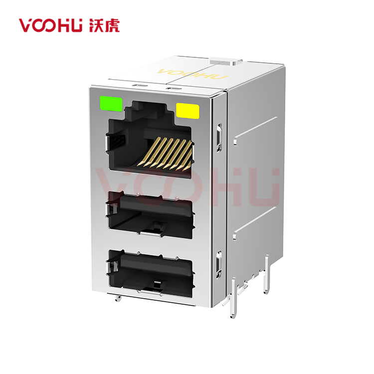 SYTRU222188AB1WDB1162 90° side insertion 1*1 Tab UP Y/G DIP RJ45+USB