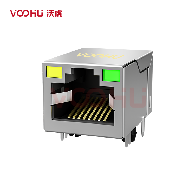 SYT311B074AB1A4DN  90° side insertion  1*1 Tab UP  Y/G 10/100M  DIP RJ45