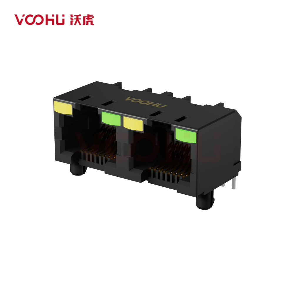 SYT561288JB1A1DB4  1*2  90&deg; Tab Up LED Y/G  Full plastic RJ45