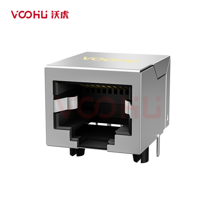 SYT56211166GWA1D1Y1006 1*1 6P6C 90° Tab Down  NO LED With shield RJ11