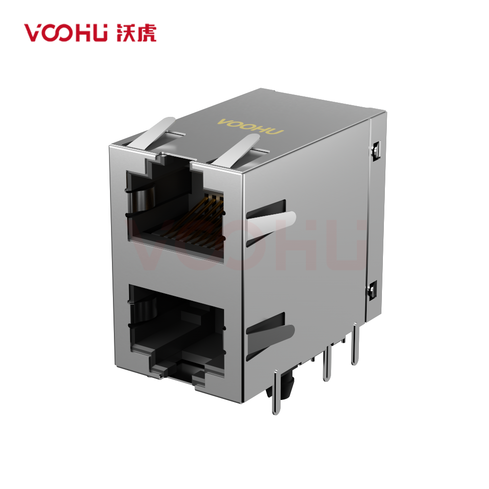 SYT59212188HWA1DY1C022Short body  5921 2*1 No light With shrapnel RJ45 connector