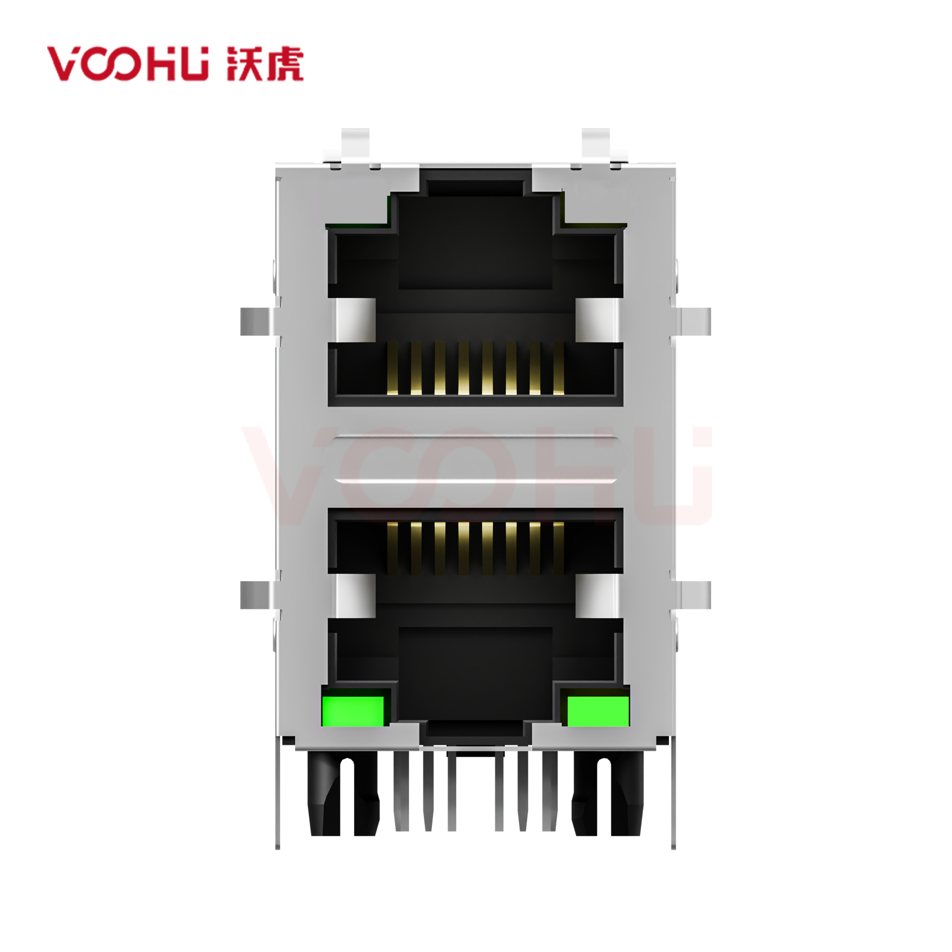 WH59G8281725C12  90&deg;  2*1  Tab-Up/Down 100/1000BASE LED G/G DIP RJ45