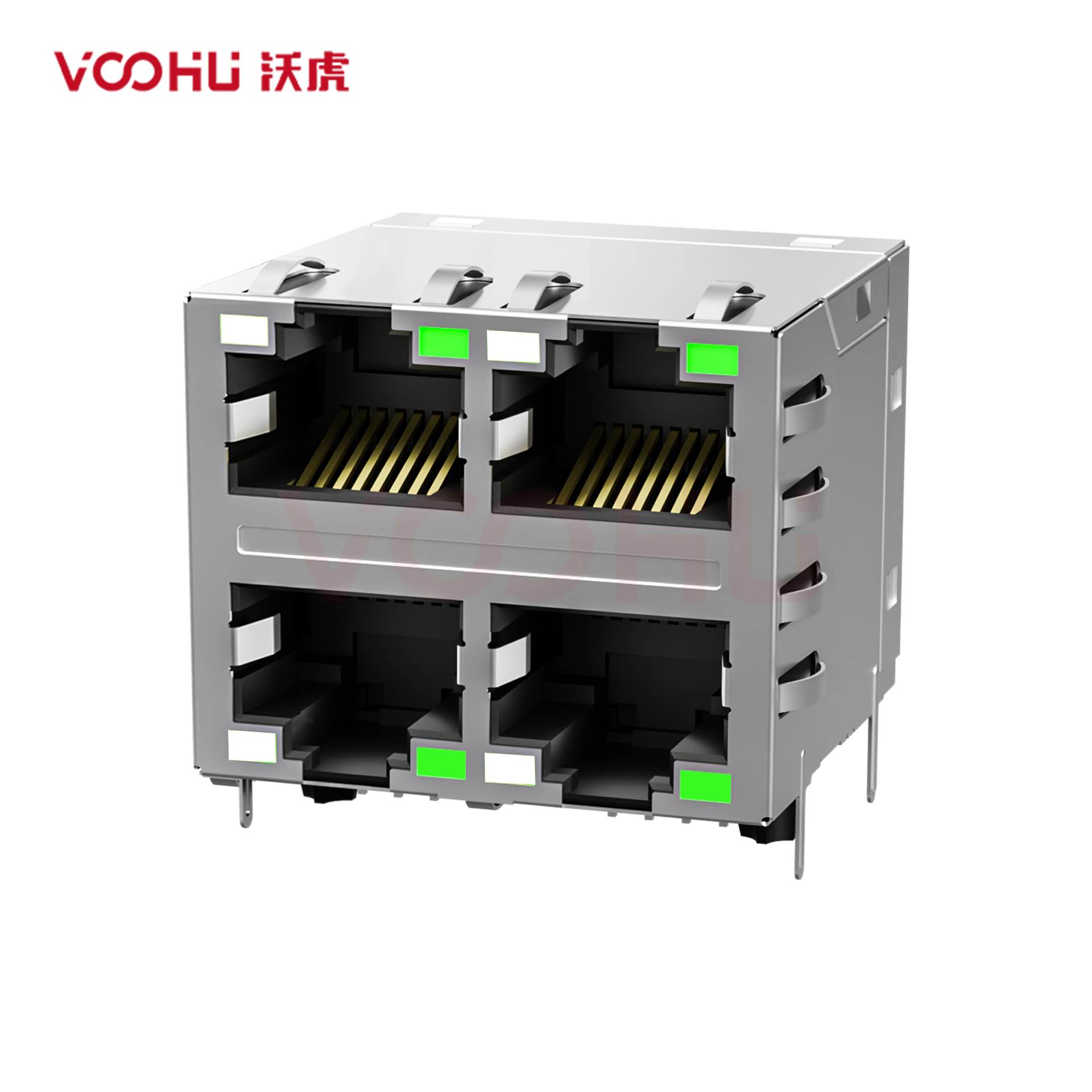 SYT22Q042DF3A2D359  90°  2*2  Tab-Up/Down 100/1000BASE LED GY/G DIP RJ45