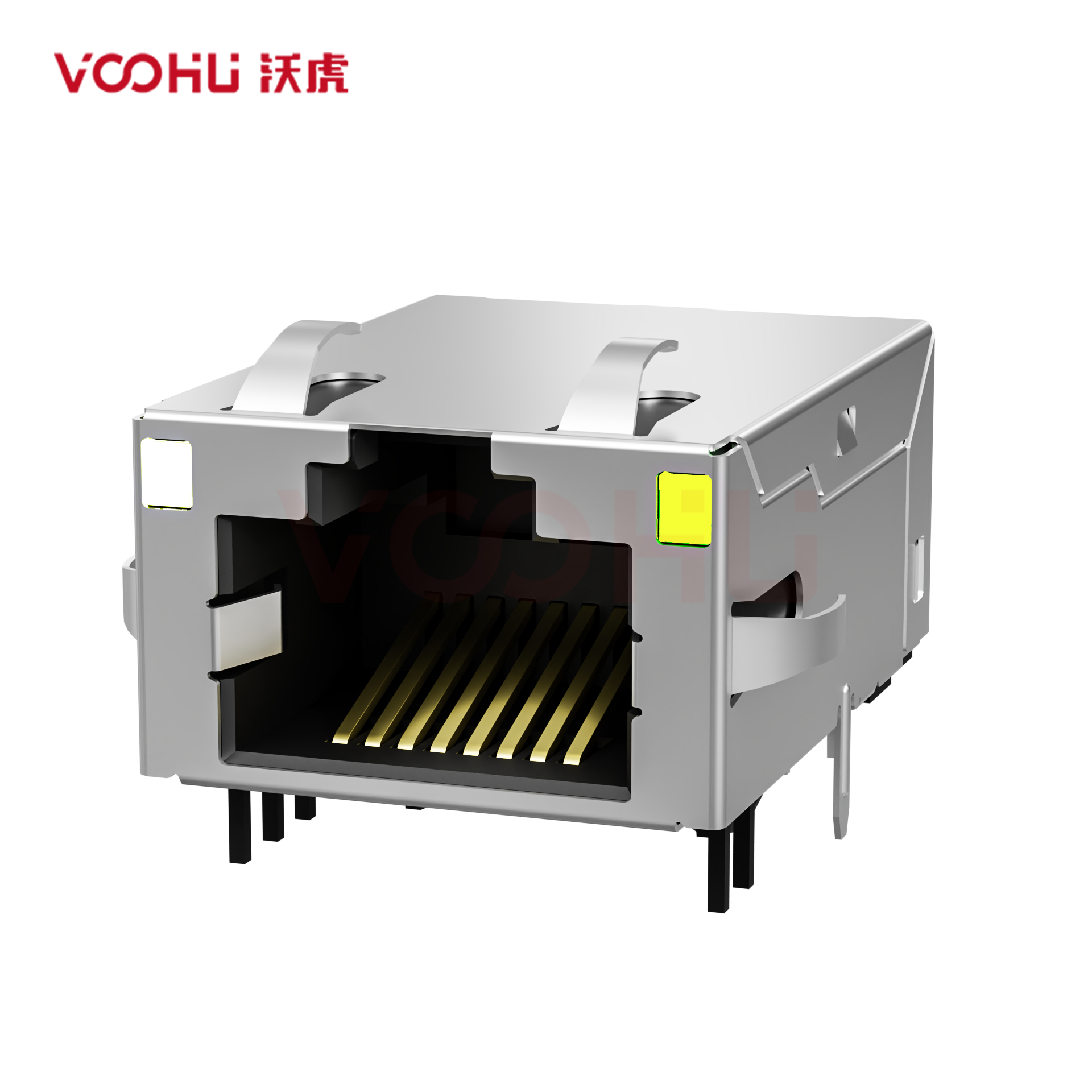 WH99TG-Q618G830415  90&deg;  99TG 1X1 Gigabit Pin length 1.8mm JACK LED GO/Y DIP RJ45(Low Profile)
