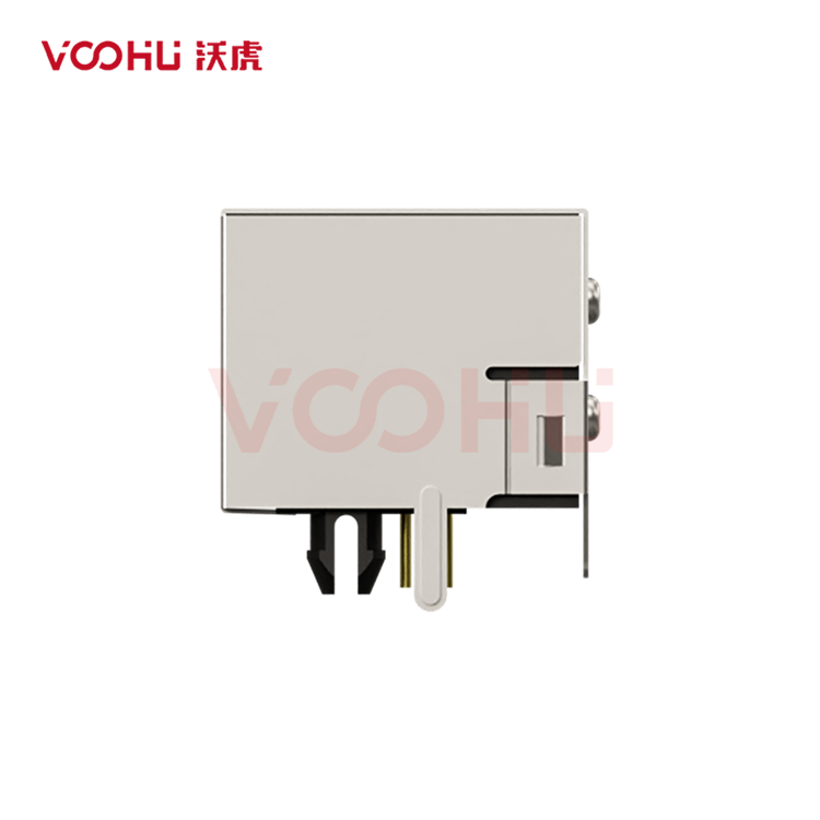 SYT561188AE4A1DY1   90&deg; side insertion 1*1 Tab UP 56 with shielding and light  LED G/GY  RJ45