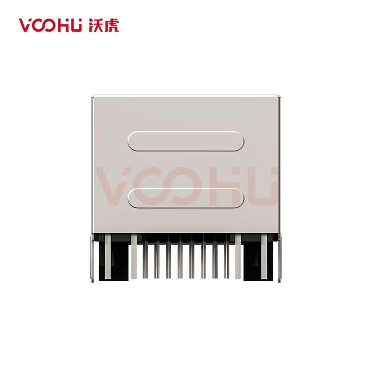 SYT561188AE4A1DY1   90&deg; side insertion 1*1 Tab UP 56 with shielding and light  LED G/GY  RJ45