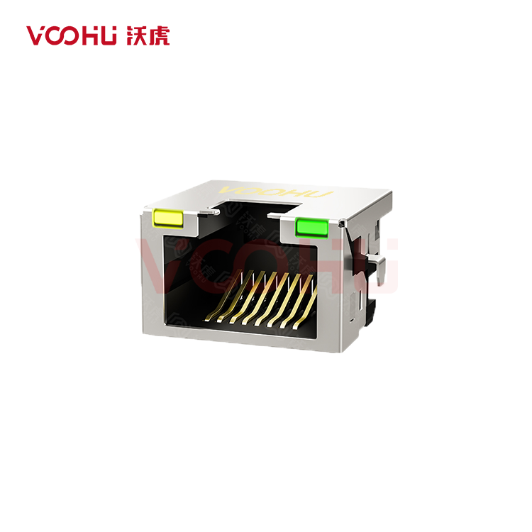 SYTCB701188AB1W9DB1157  90° side insertion 1*1 Tab Up LED Y/G DIP RJ45 Offset Connector