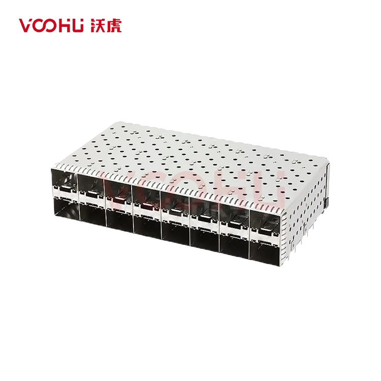 WHSFP16128F007 SFP+ 2×8 10G Press-Fit Cage+Connector Connector Gold Plated30U Ni 30U Fiber Optic cages