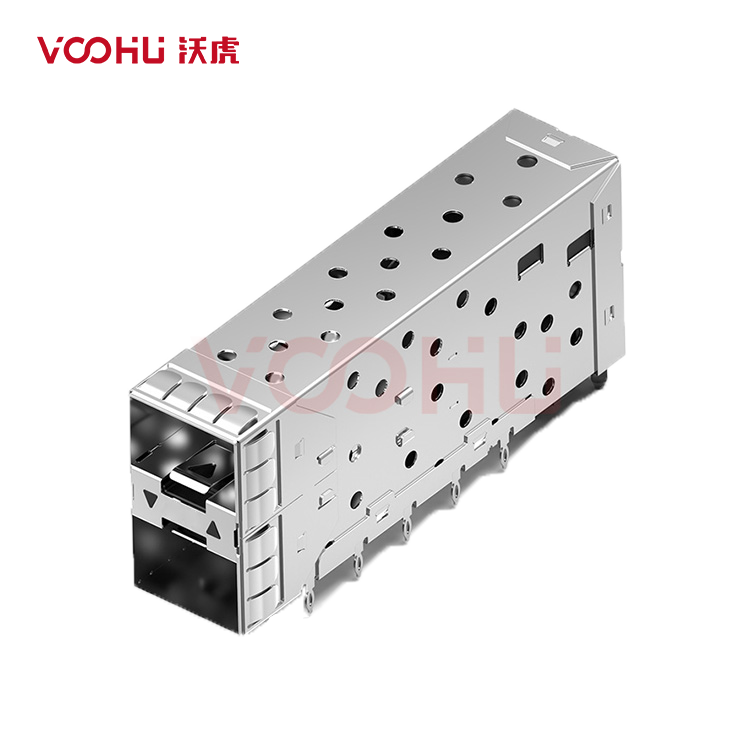 WHSFP15221D009  SFP+ 2×1 10G Press-Fit  Cage+Connector Connector Gold Plated15U Fiber Optic cages