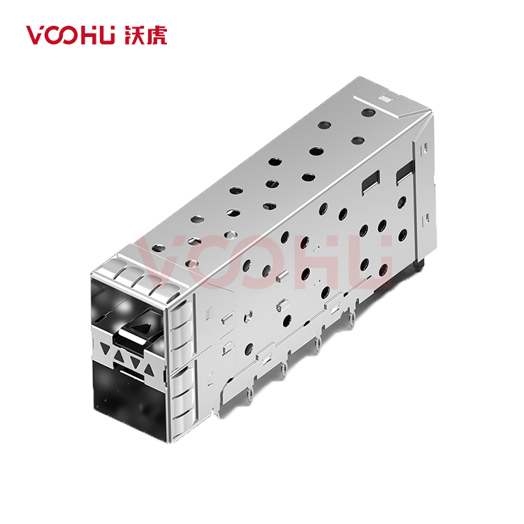 WHSFP15221D008  SFP+ 2×1 10G Press-Fit  Cage+Connector Connector Gold Plated15U Fiber Optic cages