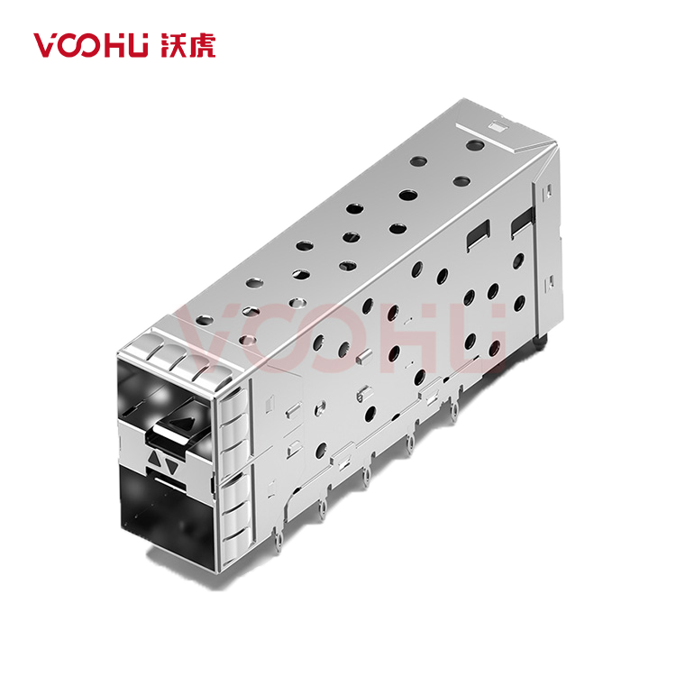 WHSFP15221D010  SFP+ 2×1 10G Press-Fit  Cage+Connector Connector Gold Plated15U Fiber Optic cages