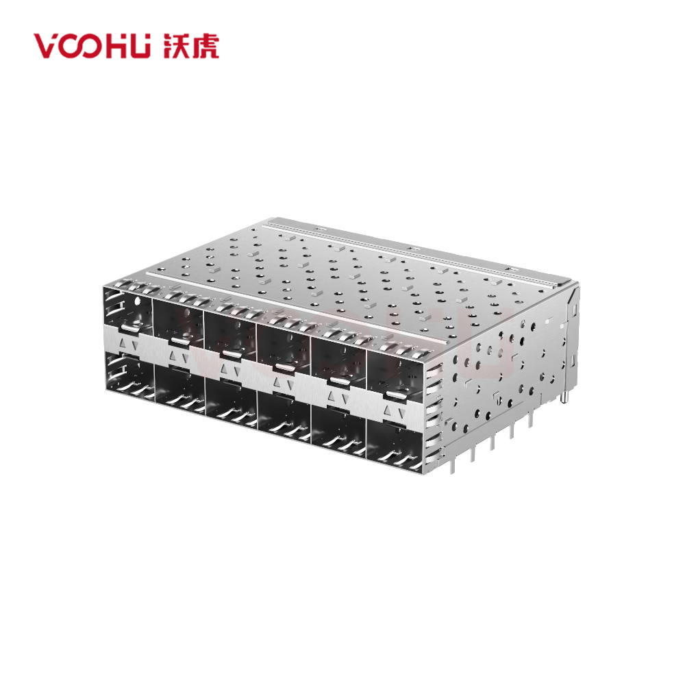 WHSFP06026F044 SFP 2×6 5G Cage+Connector Connector Gold Plated30U Ni 30U Fiber Optic cages