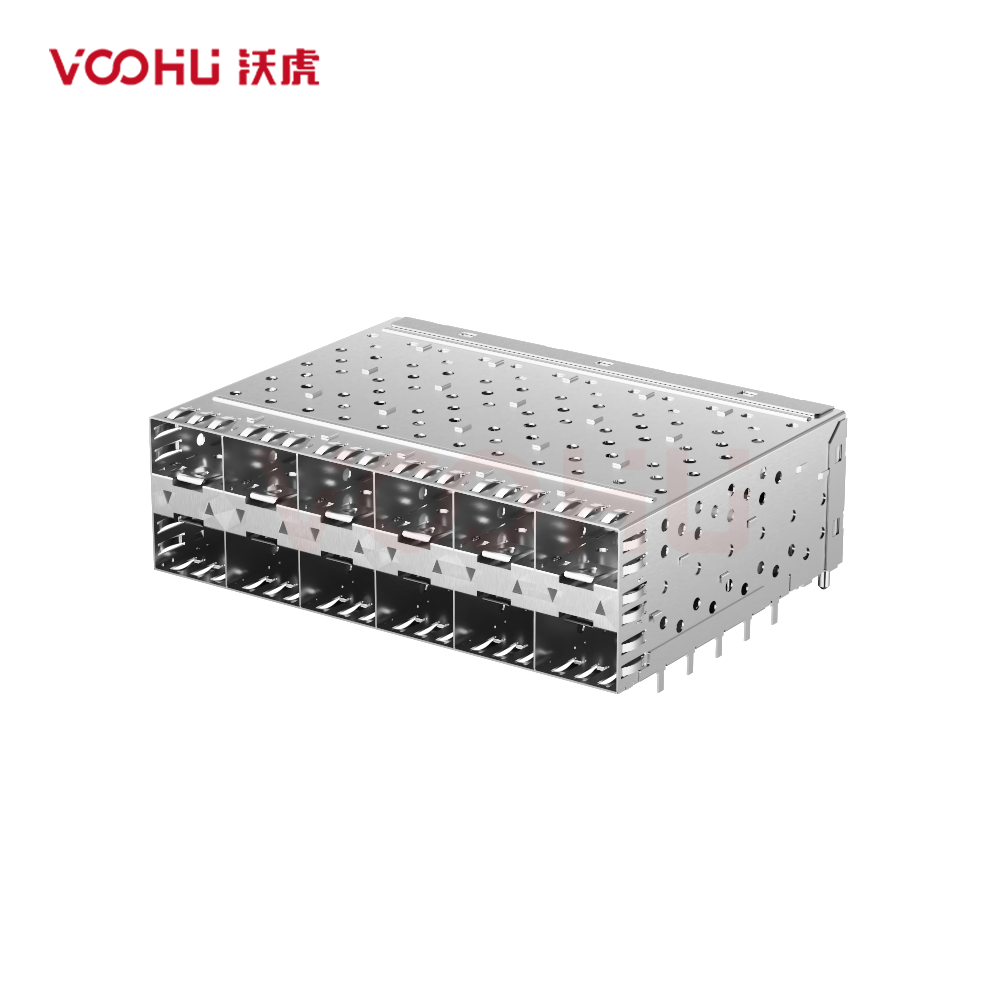 WHSFP06026F043 SFP 2×6 5G Cage+Connector Connector Gold Plated30U Ni 30U Fiber Optic cages