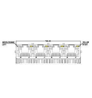 SYT414Q874DF5A2DPB057  90&deg; side insertion 1*4 Tab UP 100/1000M POE++ LED GO/Y DIP RJ45