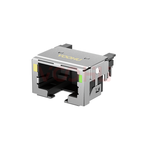 SYTCB41F1188AB1WA6DB1B075  90° side insertion 1*1 Tab Down LED  Y/G RJ45 Offset Connector