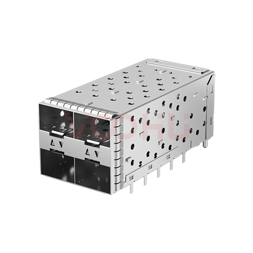 WHSFP15422D002 SFP+ 2×2 10G Press-Fit  Cage+Connector Connector Gold Plated15U Fiber Optic cages