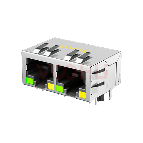 SYT112B002DB2A1D3 90&deg; side insertion 1*2 Tab Down 10/100M LED G/Y DIP  RJ45