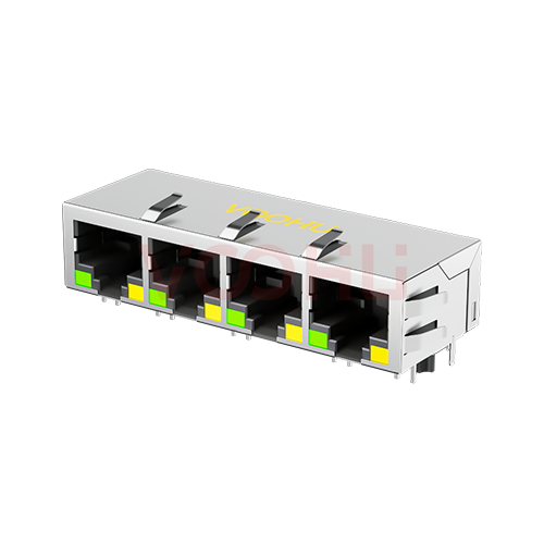 SYT114B083DB2A1D3  90&deg; side insertion 1*4 Tab Down 10/100M LED G/Y DIP RJ45