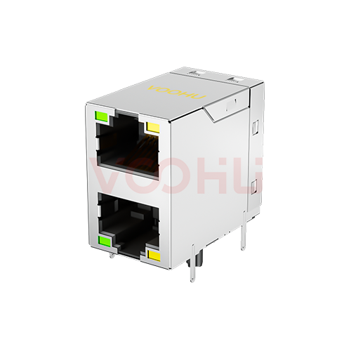 SYT21B083AC2A2DQ057 90&deg; side insertion 2*1 Tab UP/Down 10/100M LED G/Y DIP  RJ45