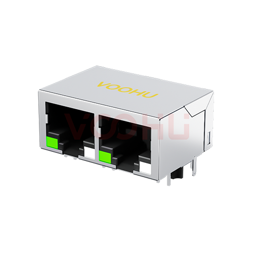 SYT112Q070AE4A1D3  90&deg;  1*2  Tab Down 100/1000BASE LED G/GY DIP RJ45