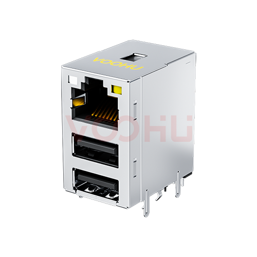 SYT711U3Q534AF5WDT3B057 1*1 1000M LED (GO/Y) RJ45+USB Connector