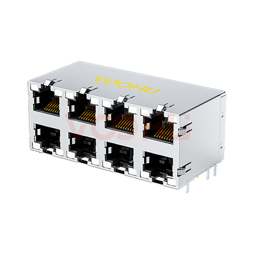 WH59B3488L121101 2*4 90&deg; Tab Up/Down LED（GY/GY）RJ45 Connector