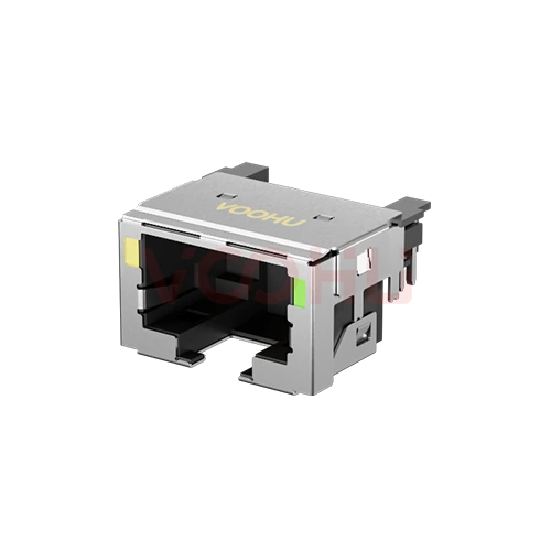 SYTCB41F1188AB1WA6DB1B075  90&deg; side insertion 1*1 Tab Down LED  Y/G RJ45 Offset Connector