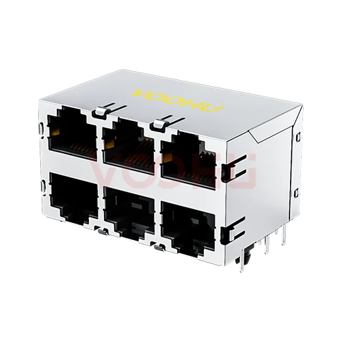 SYT59212388HWA1DY1A062  90&deg; side insertion 2*3 Tab UP/Down  Shield Tabs DIP RJ45