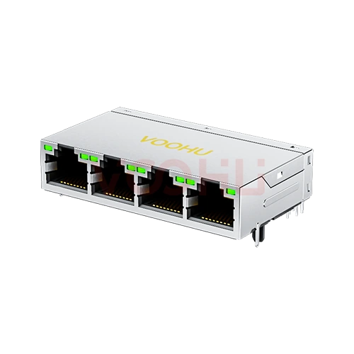 SYT414Q082AB3A2D359 90&deg; 1*4 开口朝上 100/1000M G/G DIP RJ45