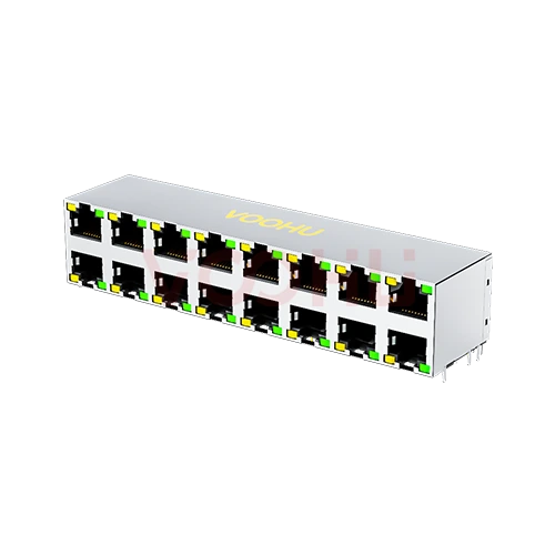 SYT59212888AB1A1DY1F006Long body 90&deg; side insertion 5921 2*8 8P8C Tab UP/Down LED Y/G DIP RJ45