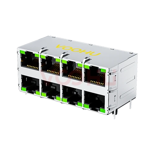 SYT24Q042DB3A4D068  90&deg;  2*4  Tab-Up/Down 100/1000BASE LED G/G DIP RJ45