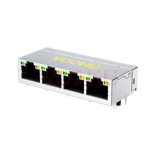 SYT314B002CD2A2D057 90&deg; side insertion 1*4 Tab UP G/Y 10/100M DIP RJ45