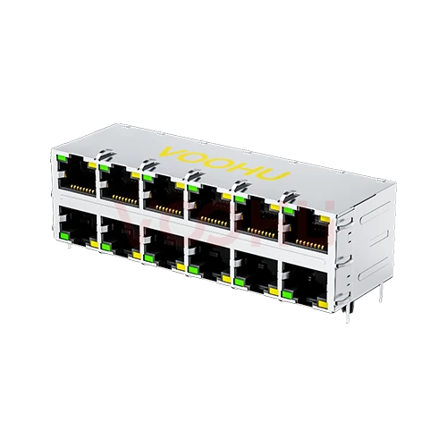 SYT26Q042DB2A4D068 90&deg; side insertion 2*6 Tab UP/Down G/Y 100/1000M DIP RJ45