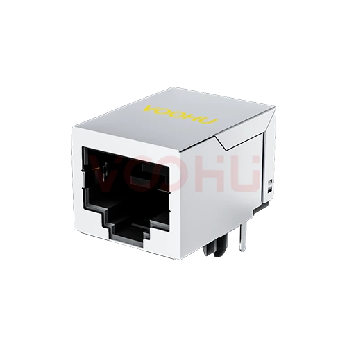 SYT59211118GWA3D1Y1027 90&deg; side insertion 1*1 Tab Down NO LED Shield Tabs DIP RJ45