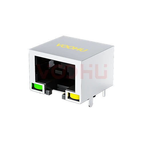 SYT60A1188AB2A3DB4175 90&deg; side insertion 1*1 Tab Down G/Y DIP RJ45 (Low Profile)